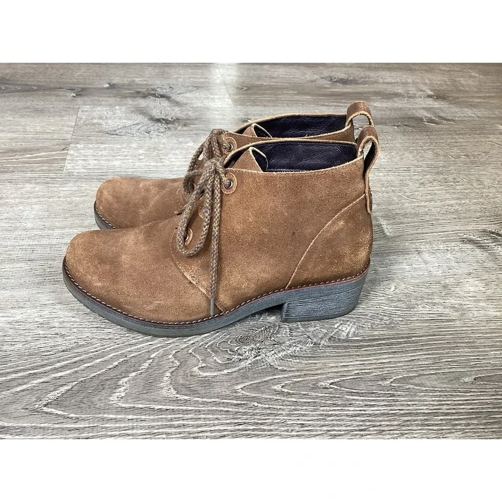 NAOT Womens 7 Love Brown Suede Lace Up Bootie Ankle Boot Size EU 38